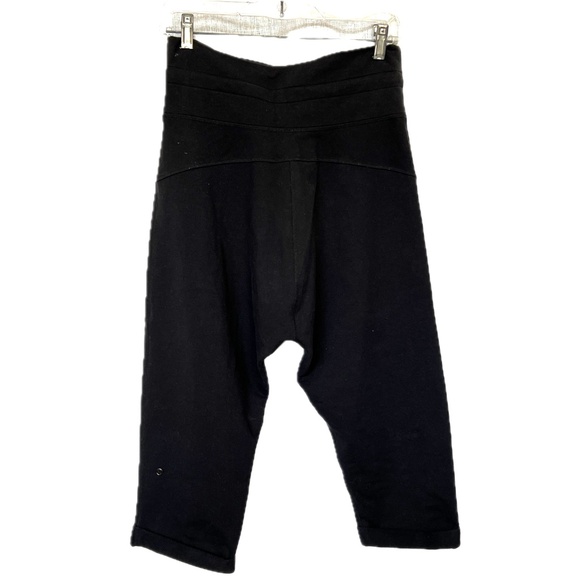 Lululemon Crop Joggers Black Size 6 Drawstring Drop Crotch Harem Yoga Cotton Bld - Picture 3 of 7